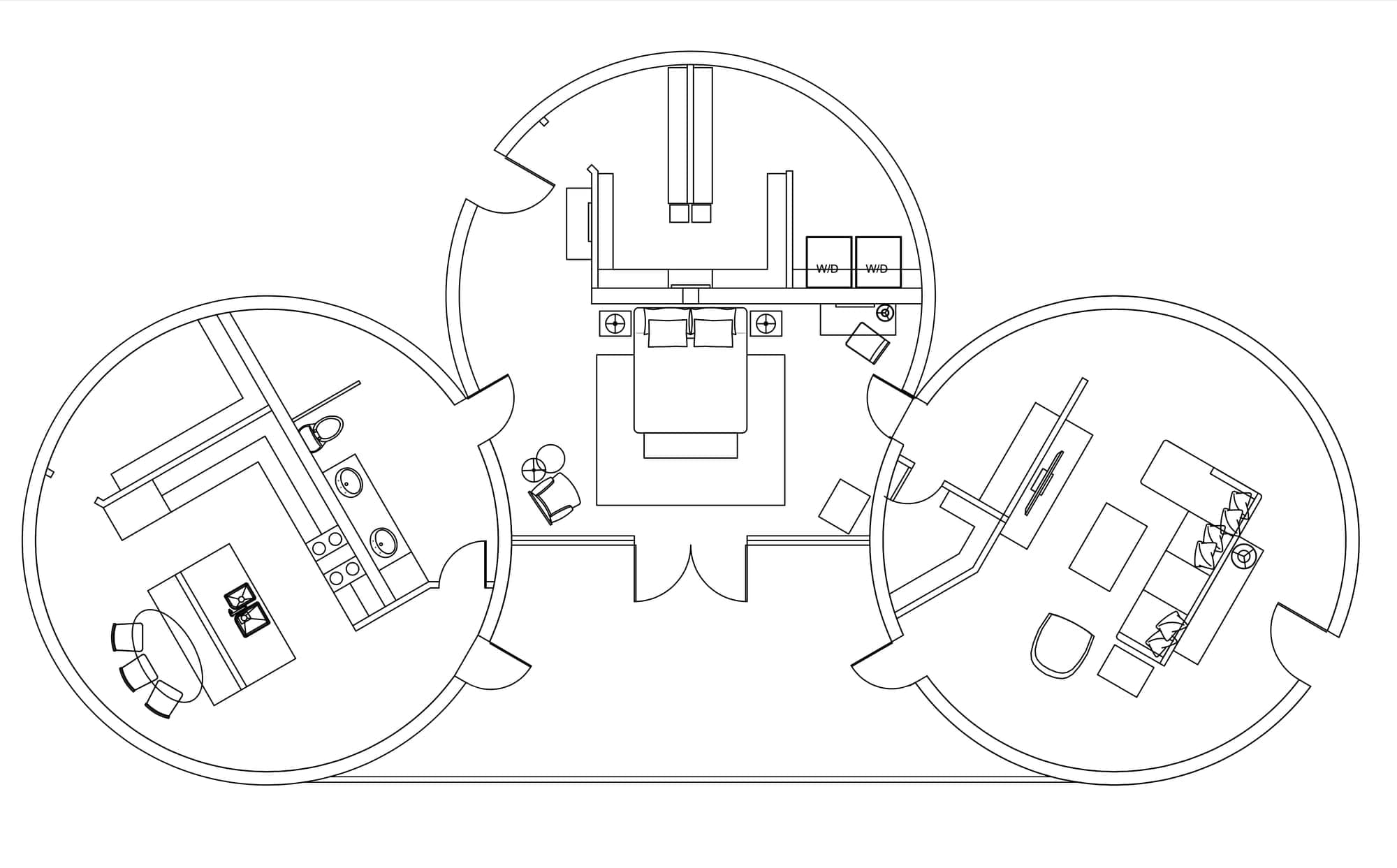 Blueprint drawing of an earthship dwelling showing thermal mass walls and glazing